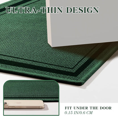 chakme Bathroom Rugs Mat 24x17, Ultra Thin Non Slip Bath Mat Small Quick Dry Absorbent Bath Mat for Bathroom Floor, (Dark Green, 24"x17")
