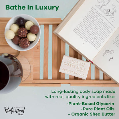 Australian Botanical Soap Goats Milk Sandalwood Oat Milk and Aloe Vera 6.6 oz Luxury Soap Bars Enriched with Shea Butter, Woodsy Assorted Pack of 4