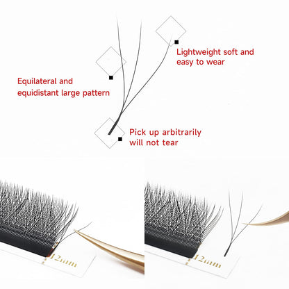 W Eyelash Extension 3D Volume Premade Fans 0.07 D Curl 8-15mm mix W Lashes Matte Black Lash Extensions Easy Fans W Shape Eyelash yy Eye Lashes(3D-0.07D- 8mm)