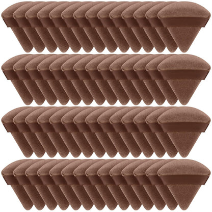 Suclain 48 Pcs Velour Triangle Powder Puff Soft Velour Makeup Puff for Face Powder Makeup Triangle Sponges for Wet and Dry Cosmetic Foundation Loose Mineral Body Tool(Brown)