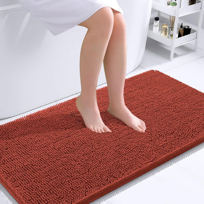 OLANLY Bathroom Rugs 44x24, Extra Soft Absorbent Chenille Bath Rugs, Rubber Backing Quick Dry, Machine Washable Bath Mats for Bathroom Floor, Tub and Shower, Home Decor Accessories, Rustic Terracotta