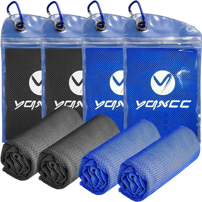 YQXCC 4 Pack Cooling Towels | 40"x12" | Ice Cool for Neck | Microfiber Soft Breathable Chilly | for Yoga, Golf, Gym, Camping, Running, Workout & More Activities