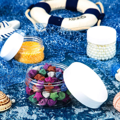 SATINIOR 24 Pieces Empty Clear Plastic Jars with Lids Round Storage Containers Wide-Mouth for Beauty Product Cosmetic Cream Lotion Liquid Butter Craft and Food (White Lid, 4 oz)