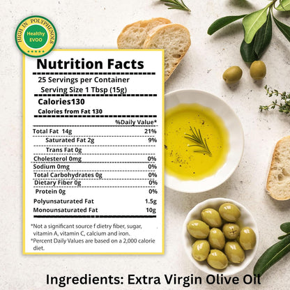 M.G. Pappas Extra Virgin Olive Oil, High Polyphenol EVOO - Cold Pressed & Unfiltered Greek Olive Oil - Over 500mg/kg Polyphenols with High Hydroxytyrosol - Award-Winning Organic Quality - 12.7oz (375ml) Bottle