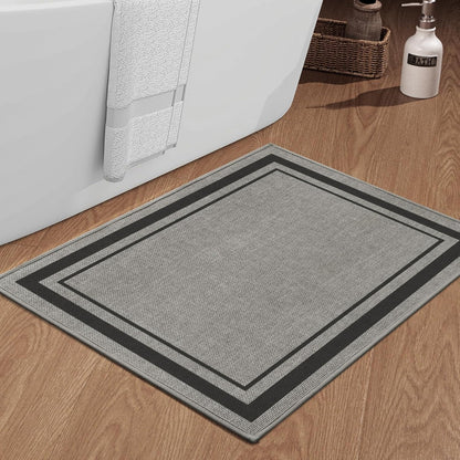 chakme Bathroom Rugs Mat 36x24, Ultra Thin Non Slip Bath Mat Large Quick Dry Absorbent Bath Mat for Bathroom Floor, (Dark Grey, 36"x24")