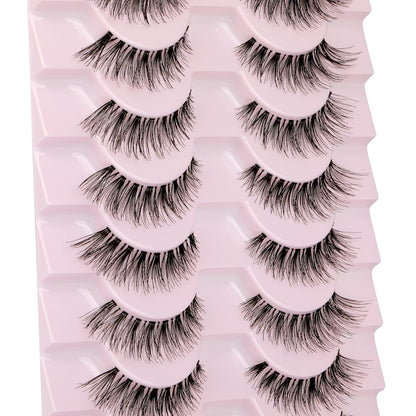 JIMIRE False Eyelashes Cat-Eye Lashes Natural Look Demi-Wispies Faux Mink Lashes Classic Crossed Fake Eyelashes Natural Look (120)