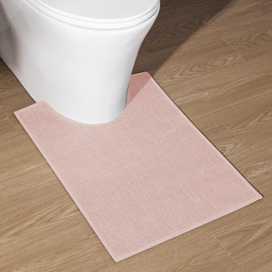 chakme Bathroom Rugs Mat U-Shaped 24x17, Ultra ThinNon Slip Bath Mat Small Quick Dry Absorbent Bath Matfor Bathroom Floor, (Pink, U-24"x17")