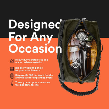 Fitdom Tactical Toiletry Bag Dopp Kit Case For Men. Perfect For Travel & Storage. Fits Large & Small Cosmetic Makeup, Clipper, Toothbrush, Shower, Shaving & Grooming Care. Best Overnight Organizer