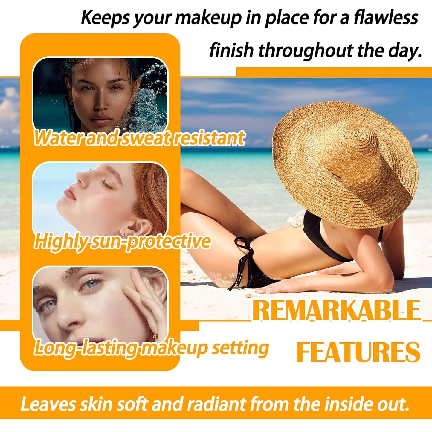 Mineral Sunscreen Setting Powder SPF 50++,Oil Control Long Lasting Matte Sunscreen Powder for Face,Natural Flawless Brush on Face Sunscreen Powder