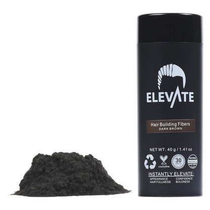 ELEVATE Hair Fibers for Thinning Hair Large Size 40g Bottle - 100% Natural Undetectable Keratin Fibers to Instantly Fill in Thinning Balding Loss Area Fuller in 30 Seconds Men & Women (Dark Brown)