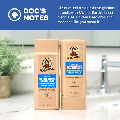 Dr. Squatch Natural Hair Bundle for Men - Healthy, Full Looking Hair - Fresh Falls Shampoo (8 fl oz), Fresh Falls Conditioner (11.5 fl oz)