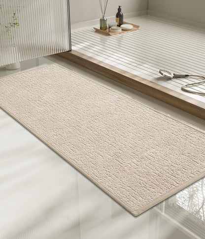 chakme Bathroom Rugs Mat 47x17, Ultra Thin Non Slip Bath Rug Runner Quick Dry Absorbent Bath Mat for Bathroom Floor, (Light Beige, 47"x17")
