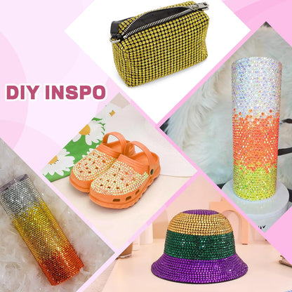 20000Pcs Yellow Rhinestones for Bedazzling with 1Pcs B7000 Jewelry Glue, Resin Rhinestones for Crafting Crafts DIY, Bedazzler Kit Gems for Clothing Shoes Tumblers Nail Art Assorted Size 3/4/5/6mm