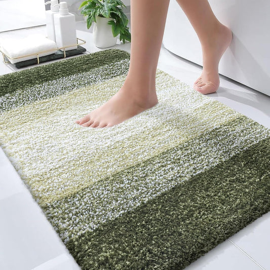 OLANLY Bathroom Rugs Mat 30x20, Extra Soft Absorbent Microfiber Bath Rugs, Rubber Backing, Quick Dry, Machine Washable Bath Mats for Bathroom Floor, Tub and Shower, Home Decor Accessories, Dark Green