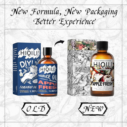 HIQILI Apple Fresh Fragrance Oil for Home Diffuser, Candles, Soaps, Bath Bombs & Perfume Making, Long-Lasting Fruity Scent - 1 Fl Oz