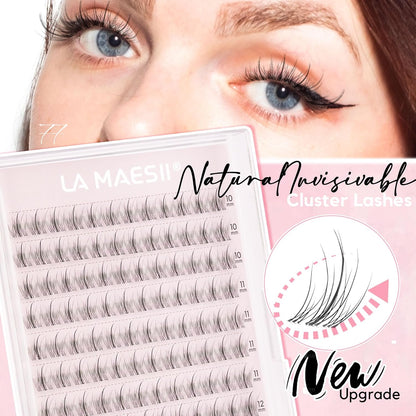 120Pcs Clear Band Lash Clusters 10-14mm Natural Look Cluster Eyelashes C Curl Resuable Invisible Band Individual Cluster Lashes(77)