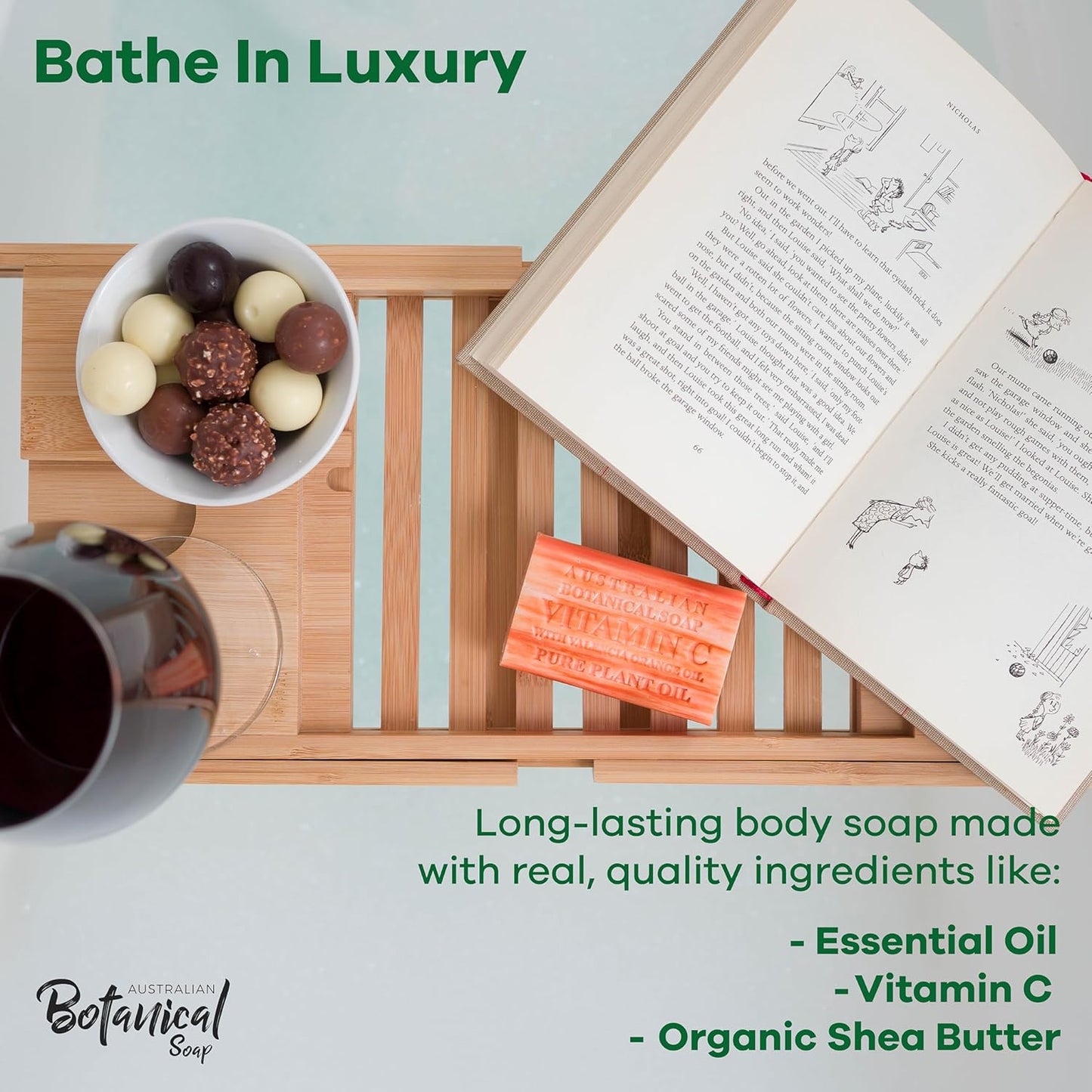 Australian Botanical Soap Vitamin C with Valencia Orange Oil 6.6 oz Triple Milled Luxury Soap Bar Enriched with Shea Butter, Suitable for Men, Women and All Skin Types, Pack of 1