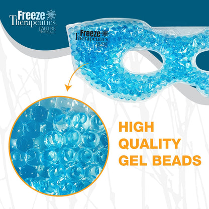 USA Merchant - 2 Redesigned Therapeutic Spa Gel Bead Eye Masks - Hot/Cold Reusable Ice Packs with Flexible Beads - Compress Therapy for Puffy Eyes, Dark Circles, Headaches, Migraines, Stress Relief