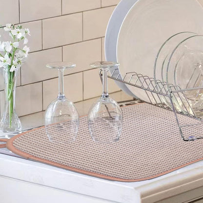 Pink Dish Drying Mats for Kitchen Counter, 2 Pack Dish Drying Mat Drying Pad, Dish Rack Drainer Mat, Pink Kitchen Accessories(Pink-1)