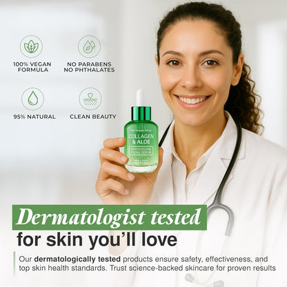Aloe & Collagen Serum For Face - Dermatologist Tested, Anti-Aging, Ultra Hydrating Aloe Vera Gel For Face - Natural Ingredients, Clean Beauty, Cruelty-Free Korean Skin Care - 1.69 oz