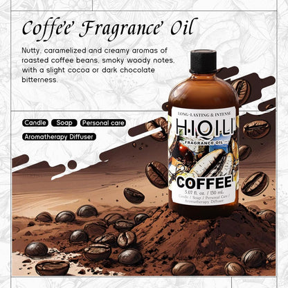 HIQILI Coffee Fragrance Oil for Scent Diffuser & Humidifier, Perfect for Candle, Soap, Perfume Making, New Car & Home - 5.07 Fl Oz