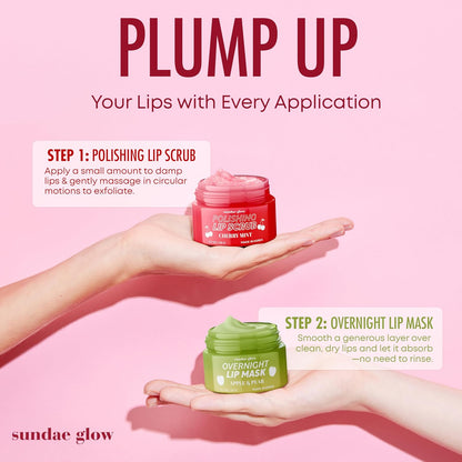 Apple, Pear, Cherry & Mint Lip Mask and Scrub - Dermatologist Tested, Hydrating & Exfoliating, Korean Skin Care, Nourishes, Softens & Brightens Lips - Vegan & Natural - 1 Pack