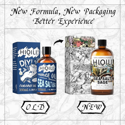 HIQILI Sea Salt Sage Fragrance Oil for Diffuser Use, Candle Making Scents, Soap Making Supplies, Car/Hotel Collection Diffuser Oil - 5.07 Fl Oz