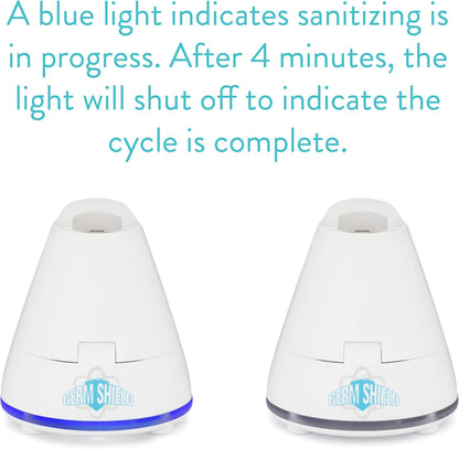 TAO Clean Germ Shield UV Toothbrush Sanitizer – Universal Cleaning Station that Accommodates all Manual and Electric Toothbrushes, Travel Friendly, Kills 99.9% of Germs