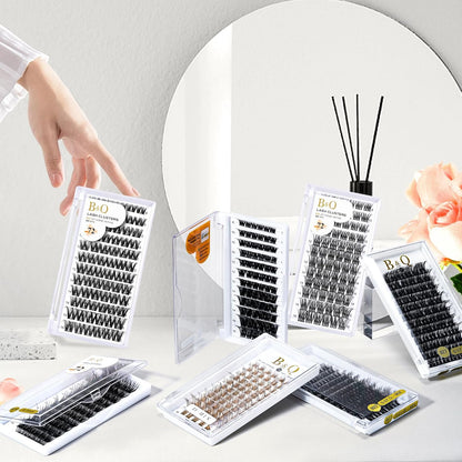 Lash Clusters B20 Mixed Tray Manga Lashes 72 Clusters Lashes B&Qaugen LASH DIY Eyelash Extensions C D Curl Wispy Spiky Eyelash Clusters Extensions Individual Lashes Cluster at Home (B20,D-8-16MIX)