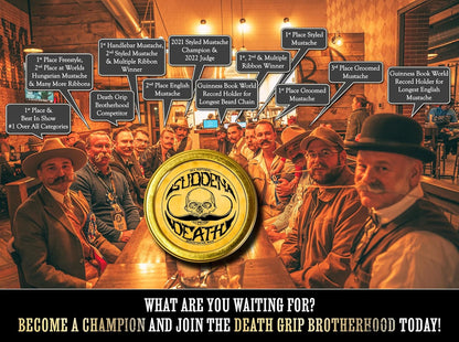 Mustache Wax Strong Hold Grooming For Men | Sudden Death Moustache & Beard Wax 1oz Tin | Perfect For Handlebar Mustaches By Death Grip | No Heat Source Required