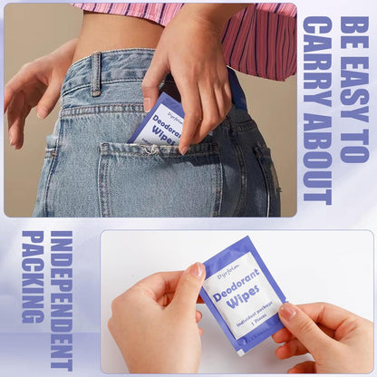 200 Pcs Underarm Deodorant Wipes,Travel Deodorant Wipes,Individually Wrapped Antiperspirant Wipe,Sweat Body Wipe for Women Men Adults Sports Travel Essentials (Purple)