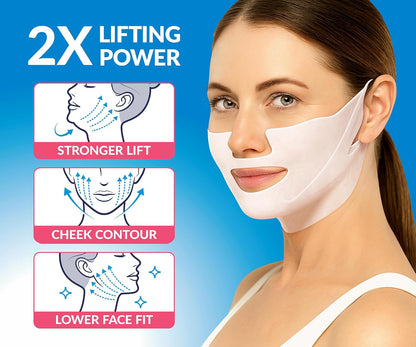 Stylia MaxiLift V-Line Lifting Collagen Face Mask – Enhanced Double Chin Reducer – Jawline Shaper Face Lifting Masks – Firming Neck Lift Collagen Mask – Chin Strap for Sleeping – Hyaluronic Aloe 10PC