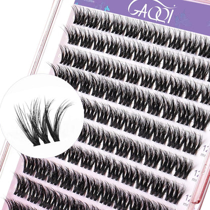 GAQQI Lash Clusters, Cluster Eyelash Extensions 110 Cluster Lashes, Wispy Volume Eyelash Clusters 10-14mm, Multilayered 3D Individual Lashes, Soft and Thin Band (3D-GQ08)