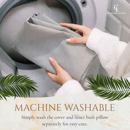 Luxury Bath Pillow for Tub - Thick and Comfortable Bathtub Pillow Support for Head and Neck and Back - Washable Quick-Drying Bath Pillows - Bath Cushion for Home Spa - Fits Any Bathtub - Light Gray