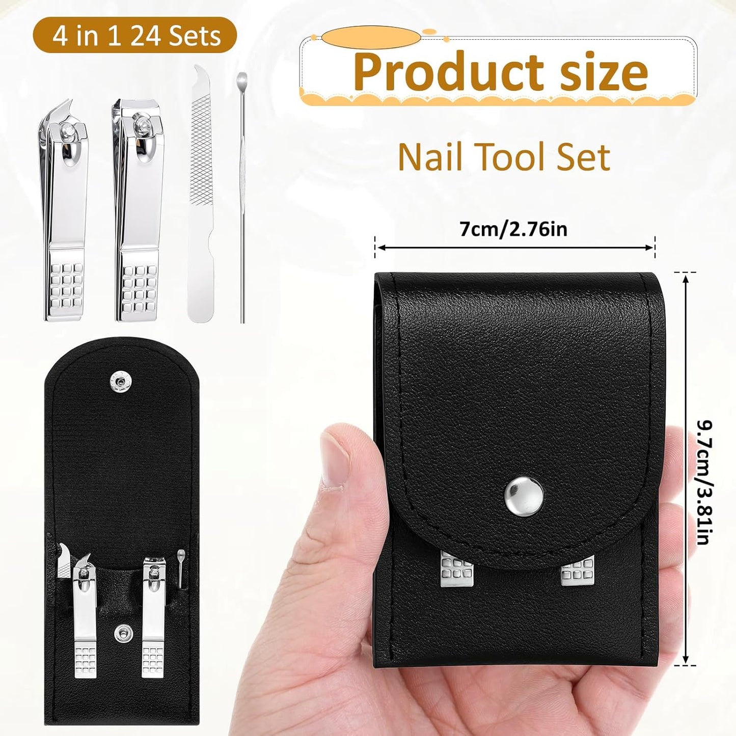 24 Set Travel Nail Clippers Kit Manicure Kit Stainless Steel Pedicure Set with Black Travel Case Portable Grooming Kits Gifts for Men Women Stainless Steel for Gifts Nail Care