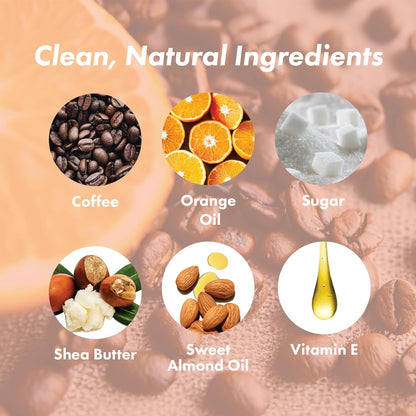 Coffee Scrub Foot & Body Exfoliator Infused with Vitamin E and Orange Peel Natural Exfoliating Sugar Body Scrub for Toning Cellulite Skin Care by Handmade Heroes