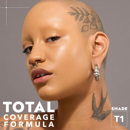 COVER FX Total Cover Cream Foundation - Shade T1 - Buildable Coverage - Natural Finish - Oil-Free - Sweat-Proof