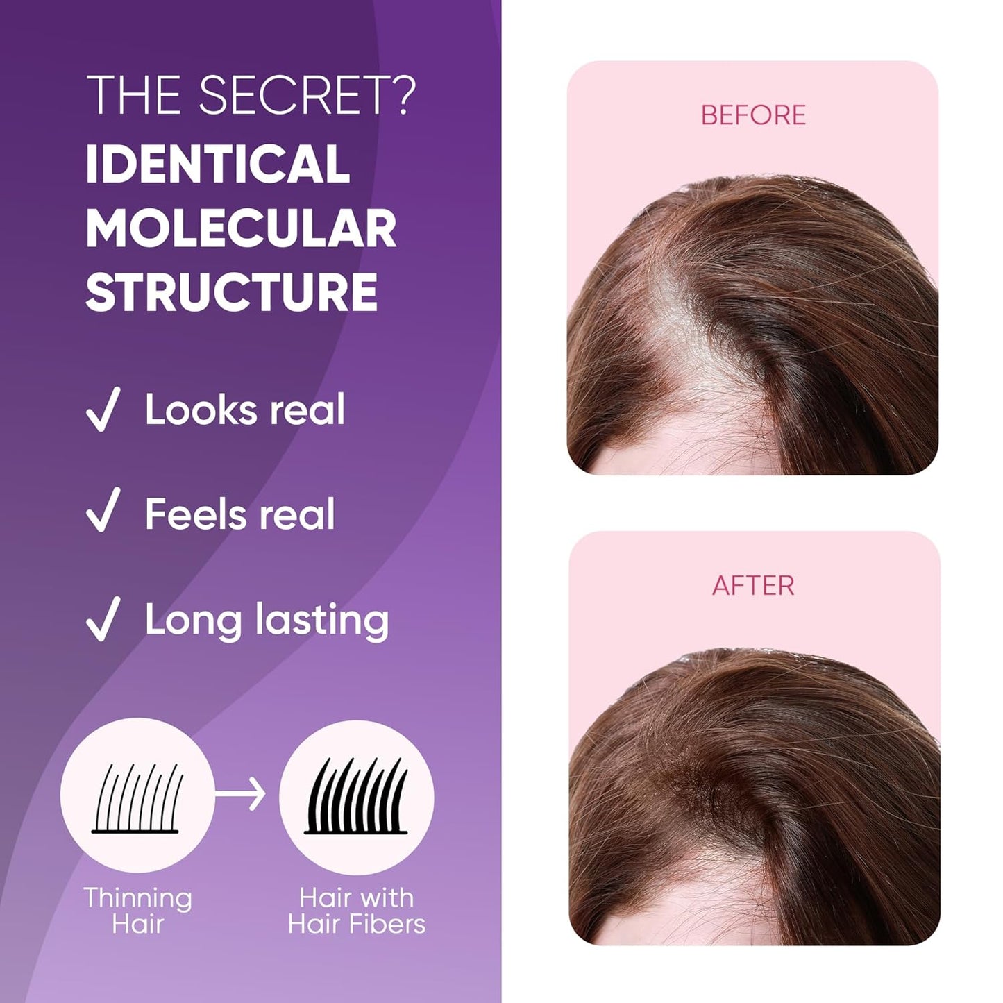 GBG Hair Fibers for Thinning Hair & Bald Spots (Auburn) - 25g Bottle - Conceals Hair Loss - Instant Cover Up & Volume in 30 Seconds, Hair Powder for Women & Men - Cruelty Free