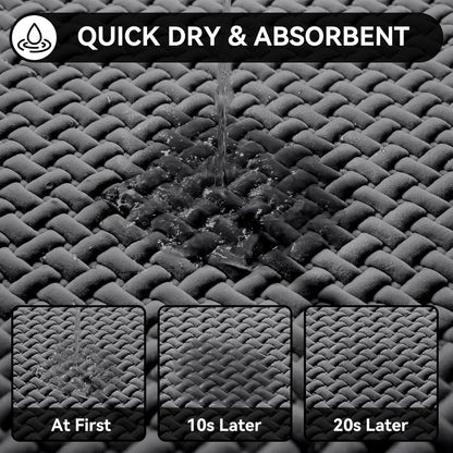 Bathroom Runner Rug Non Slip, Super Absorbent Quick Dry Long Bath Mat, Foam Weave Texture Rubber Backing Ultra Thin Bathroom Mats Fit Under Door Bathroom Floor Bathtub Shower