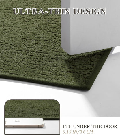chakme Bathroom Rugs Mat 36x24, Ultra Thin Non Slip Bath Mat Quick Dry Absorbent Bath Mat for Bathroom Floor, (Dark Green, 36"x24")