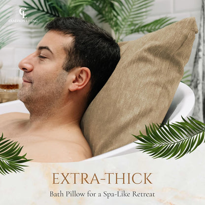 Luxury Bath Pillow for Tub - Thick and Comfortable Bathtub Pillow Support for Head and Neck and Back - Washable Quick-Drying Bath Pillows - Bath Cushion for Home Spa - Fits Any Bathtub - Sand