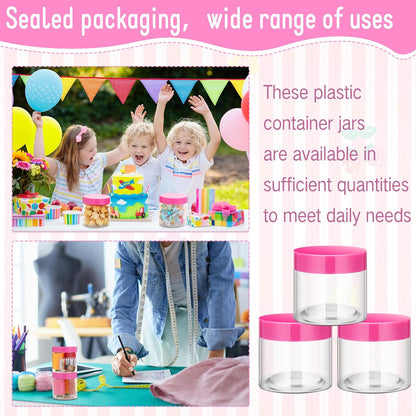 Patelai 4 Pieces Round Wide-mouth Leak Proof Plastic Container Jars with Lids for Travel Storage Makeup Beauty Products Face Creams Oils Salves Ointments DIY Making(8 Ounce,Pink)