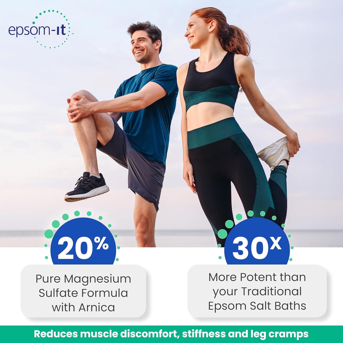 EPSOM-IT Soothing Muscle Lotion - Epsom Salt Magnesium Sulfate Cream Arnica for Muscle Stiffness, Topical Magnesium Lotion, Providing Comfort for Legs, Knee and Feet, 8.0 oz., 2-Pack