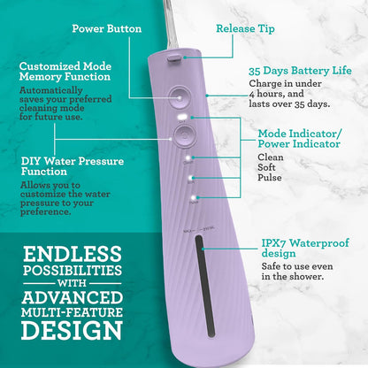 GuruNanda Lion & Lamb Kit 2.0, Electric Toothbrush with Water Flosser Combo, 4 Jet Tips, 4 Brush Heads, & IPX7 Waterproof Design for Complete Oral Care, Lavender