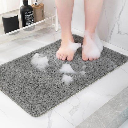 Non Slip Bathtub Mat, Anti Slip Shower Mat, Quick Drying Bath Tub Mats, Foot Scrubber Mat, Anti Slip Mat for Tub, Floor, Bathroom, Home, Kitchen, Hotel (Grey 32”x17”)