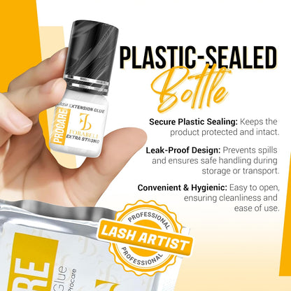 Forabeli Pro Care Lash Extension Glue, 1–2 Sec Fast Dry, 8 Week Retention, Advanced Bonding System, Professional Eyelash Extension Glue, Lash Adhesive for Eyelash Extensions