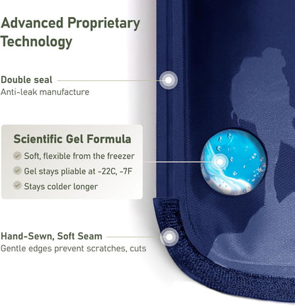 Small Soft Ice Packs for Injuries Reusable - Hot and Cold Flexible Gel Ice Packs Reusable for Ankle, Hand, Wrist, Head Pain Relief - 5" x 10" - 2PK - Blue