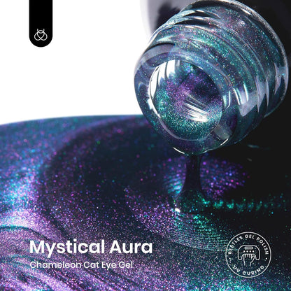 Beetles Blue Cat Eye Gel Nail Polish - 15ML Glitter Blue Chameleon Sparkle Holographic Nail Polish with Magnet Translucent Mystical Aura Gel Soak Off UV LED Nail Lamp Nail Art Manicure Salon DIY Home