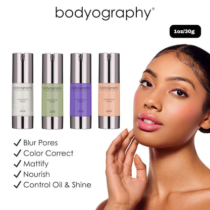 BODYOGRAPHY - Foundation Primer (Green): Flawless Anti-Aging Salon Makeup Primer w/Vitamin E, A, Jojoba, Grapeseed Oil | Control Shine | Gluten-Free, Cruelty-Free, 1 oz.