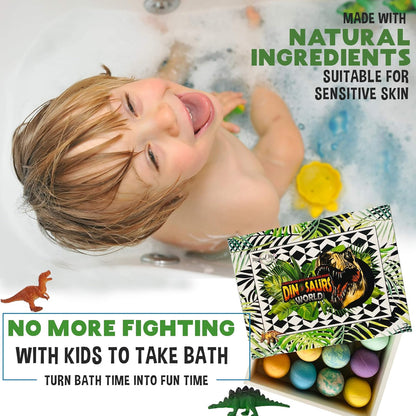 Bath Bombs for Kids with Surprise Inside - 12 Dinosaur Bath Bombs with Toys, Organic Colorful Bubble Bath Fizzies, Dino Egg Bath Bomb w/Rich Bubbles, Birthday Gifts for Kids, Boys, Girls
